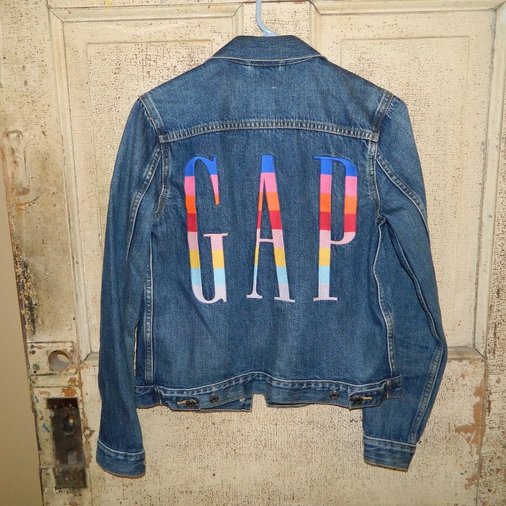 Gap For Good Denim Jean Embroidered Logo Jacket Sz S (II-10)